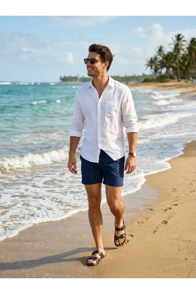 Linen Shirt with Swim Shorts