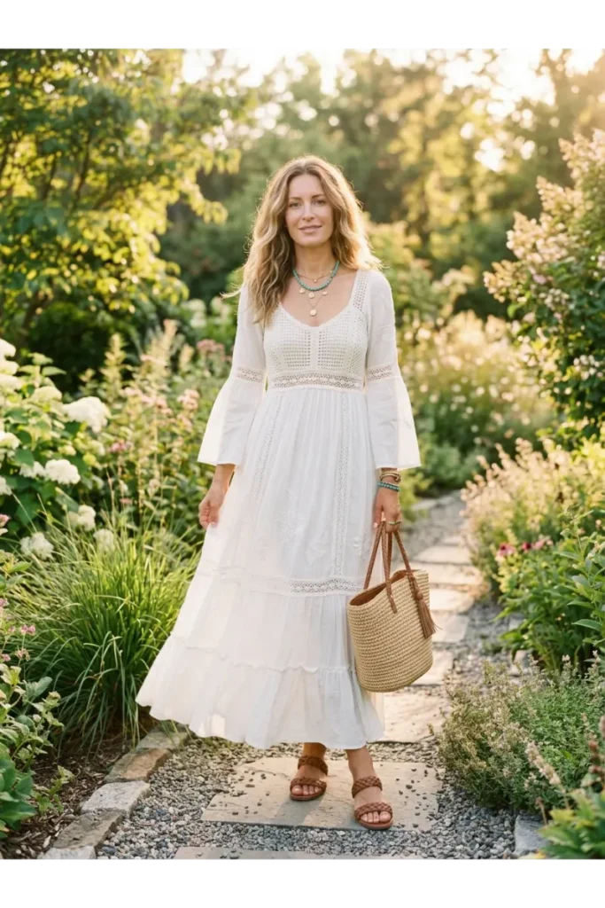 White Summer Dress Boho Style