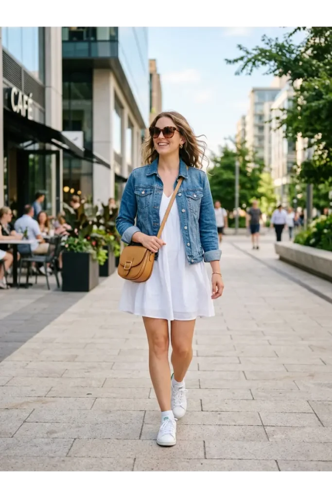White Dress with Denim or Sneakers