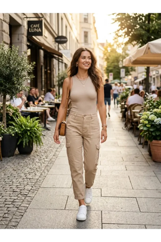 Summer Outfits Women: 25 Stylish Outfit Ideas You'll Want to Wear All Season 7 Sleeveless Bodysuit with Cargo Pants