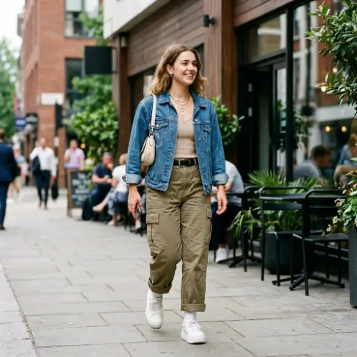 Denim Jacket and Cargo Pants