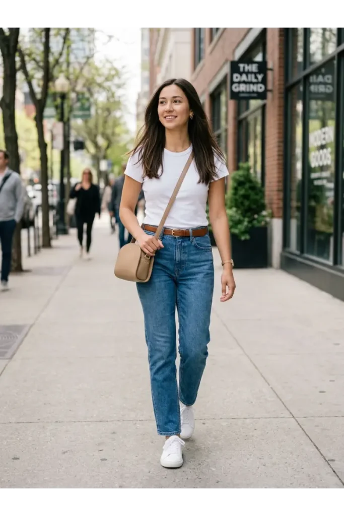 1. White T-Shirt and Jeans for a Casual Minimalist Outfit