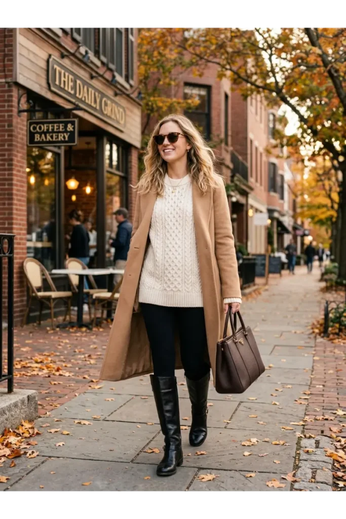Fall Outfit Inspo 2026: 12 Stylish Looks to Try This Season 11 Cream Sweater With Leggings and Boots