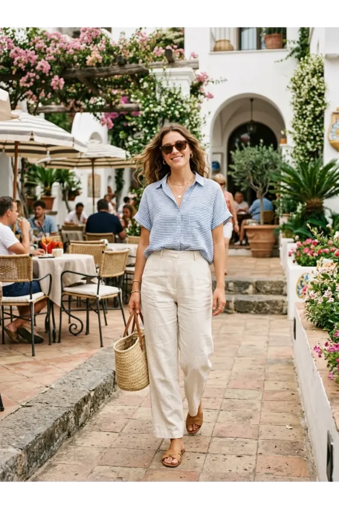 Striped Shirt with Linen Pants