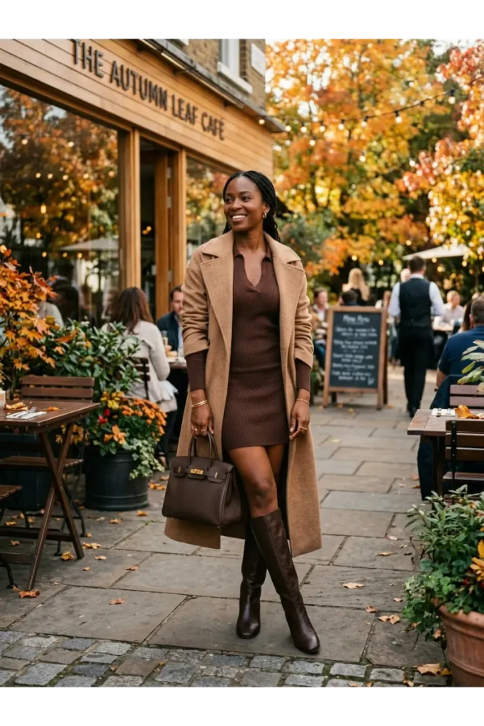 Brunch Outfit Ideas Black Women: 25 Stylish Looks for Every Vibe 13 Mini Dress with Knee-High Boots