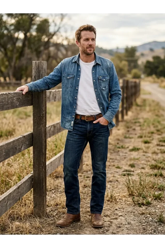 Cowboy Outfit with a Denim Shirt