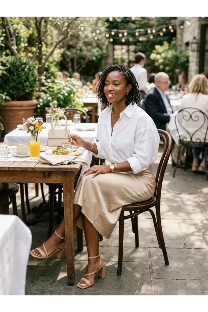 Brunch Outfit Ideas Black Women: 25 Stylish Looks for Every Vibe 15 Skirt with an Oversized Button-Down