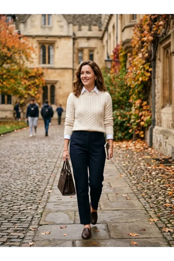 Cable-Knit Sweater with a Collared Shirt