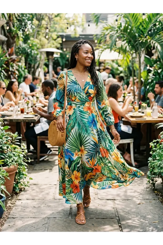 Brunch Outfit Ideas Black Women: 25 Stylish Looks for Every Vibe 17 Printed Maxi Dress