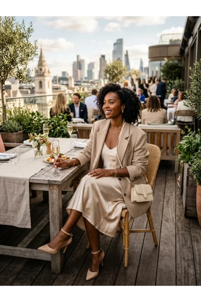 Brunch Outfit Ideas Black Women: 25 Stylish Looks for Every Vibe 22 Slip Dress with a Blazer