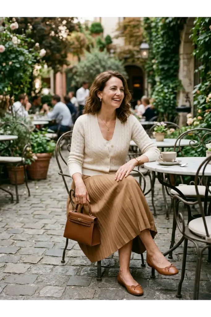 Cardigan with a Midi Skirt