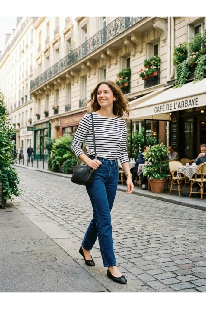 French-Inspired Striped Shirt Look