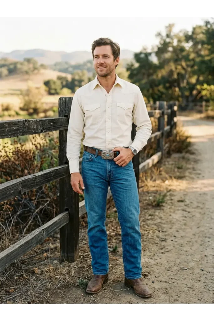 Cowboy Outfit with a Statement Belt Buckle