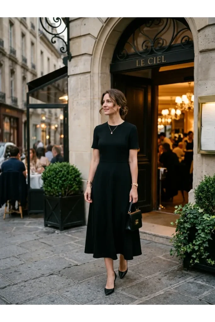 Elegant Black Dress with Minimal Accessories