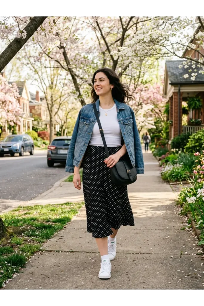 Denim Jacket and White Tank Top