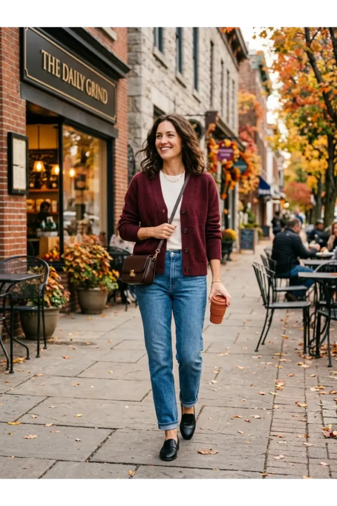 Fall Outfit Inspo 2026: 12 Stylish Looks to Try This Season 4 Knit Cardigan With Straight-Leg Jeans
