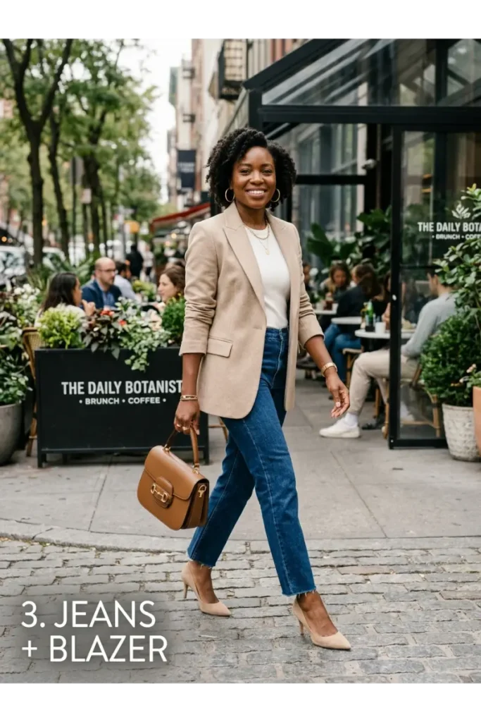 Brunch Outfit Ideas Black Women: 25 Stylish Looks for Every Vibe 4 Jeans with a Blazer