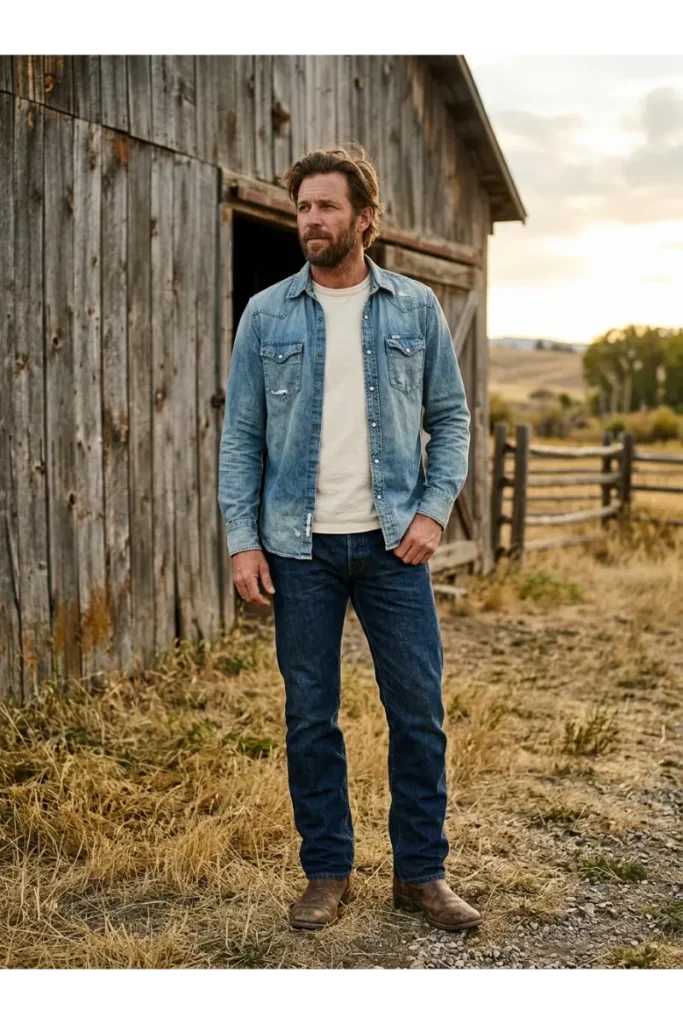 Denim-on-Denim Cowboy Look