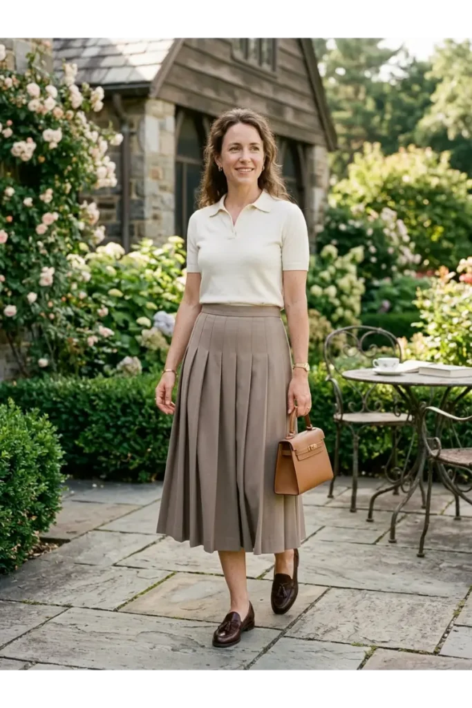 Polo Shirt with Pleated Skirt