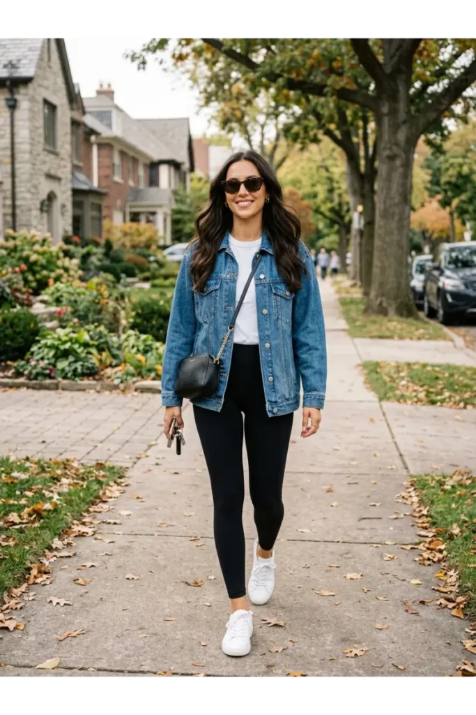 Denim Outfits for Women: 12 Stylish Looks to Wear on Repeat 6 Oversized Denim Jacket With Leggings