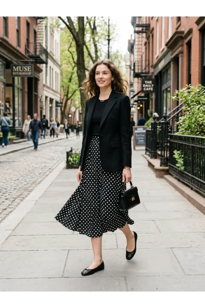 Black Blazer and Ballet Flats