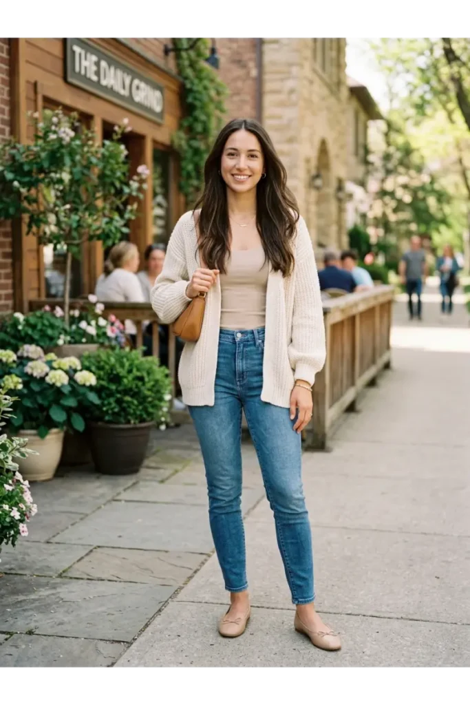 Light Washed Jeans Outfit: 12 Easy Ways to Style Them 7 Washed Blue Jeans With a Cardigan