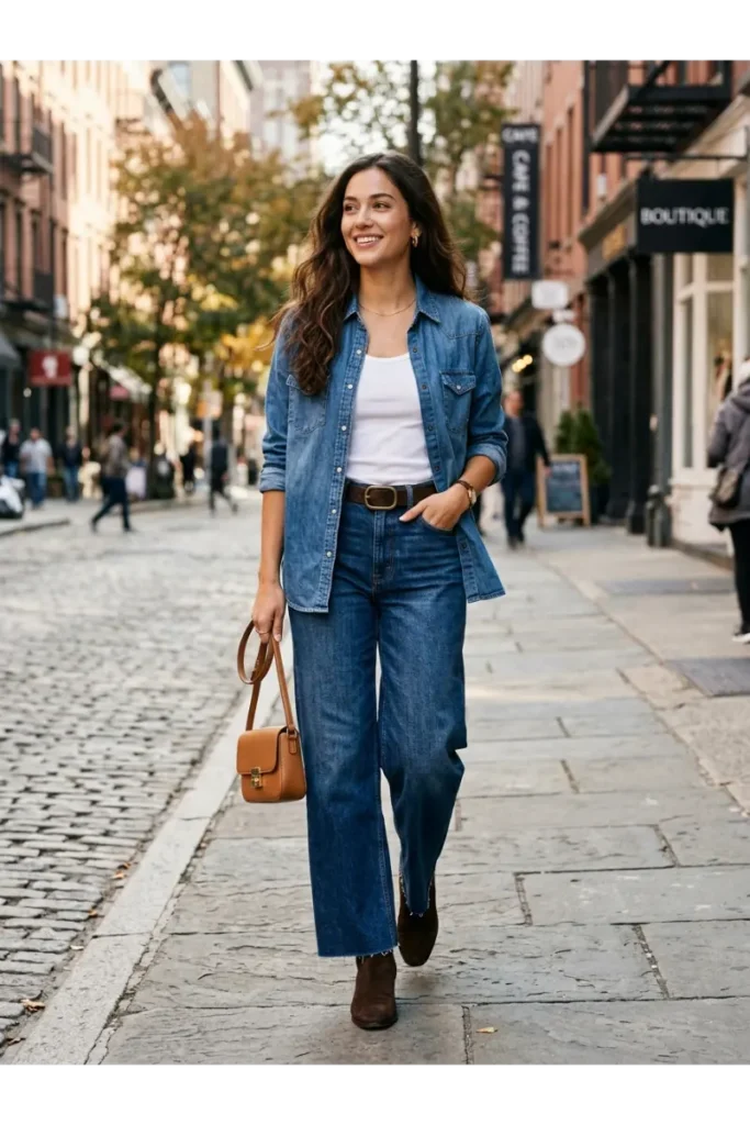 Denim Outfits for Women: 12 Stylish Looks to Wear on Repeat 8 Denim Shirt With Jeans