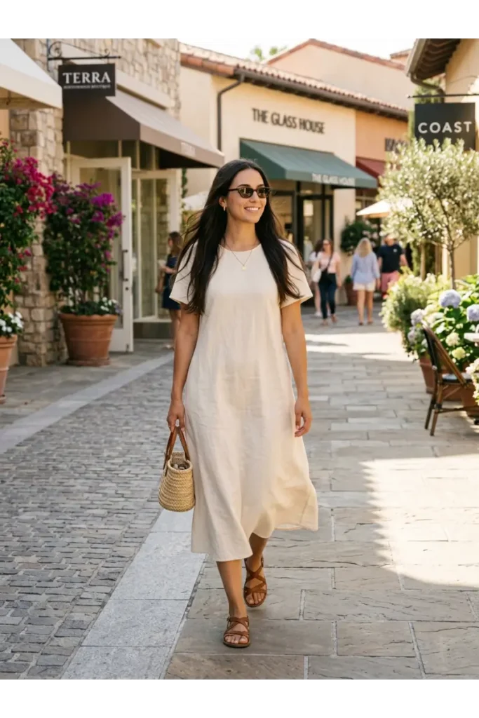  Simple Midi Dress for a Minimalist Summer Outfit
