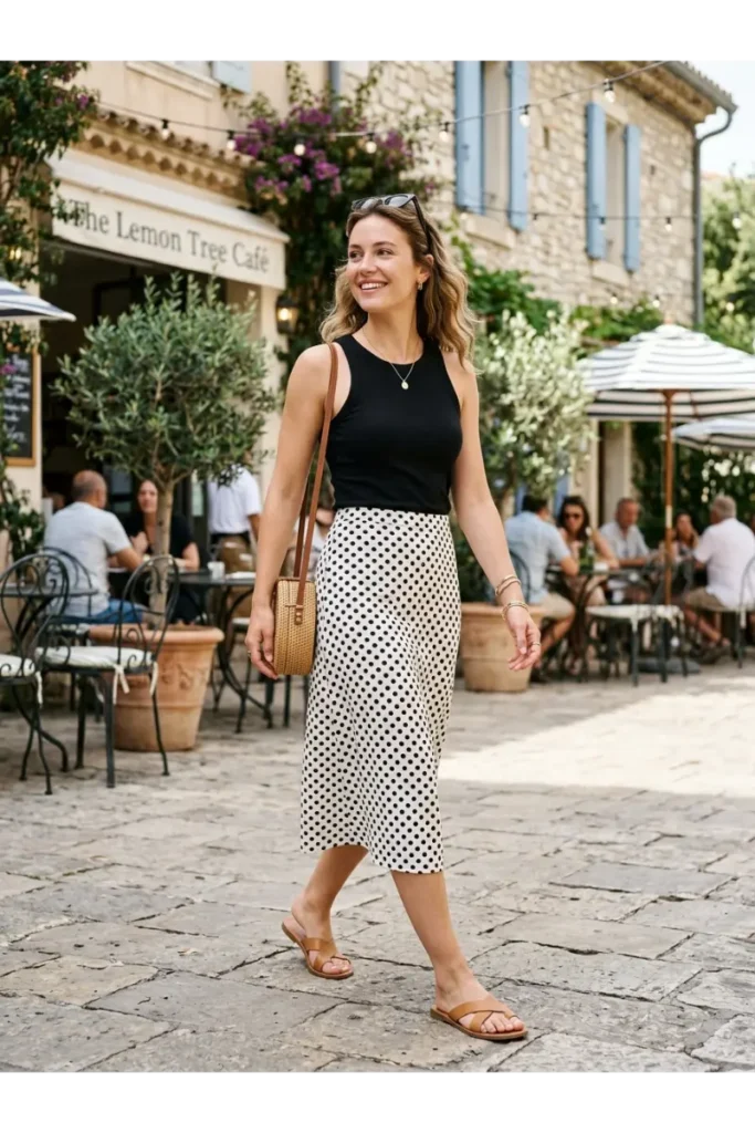 Black Tank Top and Sandals for Summer