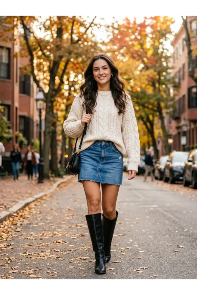 Denim Outfits for Women: 12 Stylish Looks to Wear on Repeat 10 Denim Mini Skirt With a Sweater