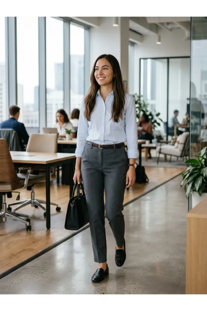 Button-Down and Trousers for a Minimalist Work Outfit