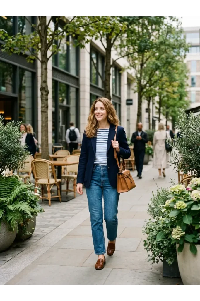 Striped Shirt Under a Blazer