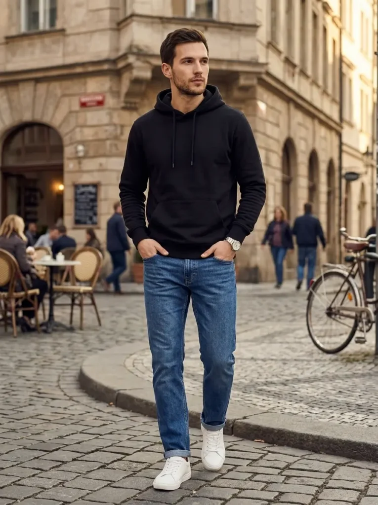 1 — Black Hoodie with Blue Jeans 1