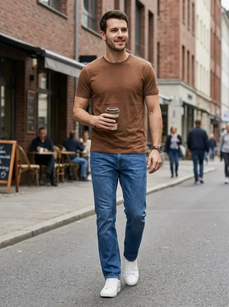 1 — Brown Shirt with Blue Jeans