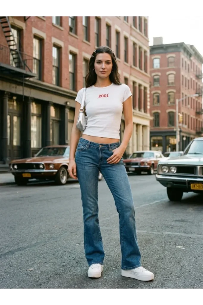 1. Low Rise Jeans with a Baby Tee 1