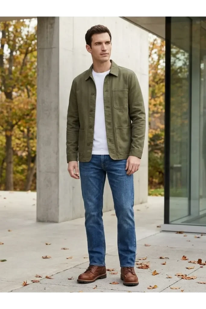 1. Workwear Jacket with Straight Leg Jeans