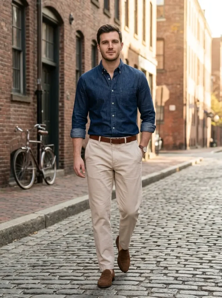 10 — Denim Shirt with Relaxed Trousers