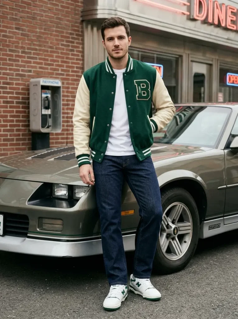11 — Varsity Jacket with Jeans