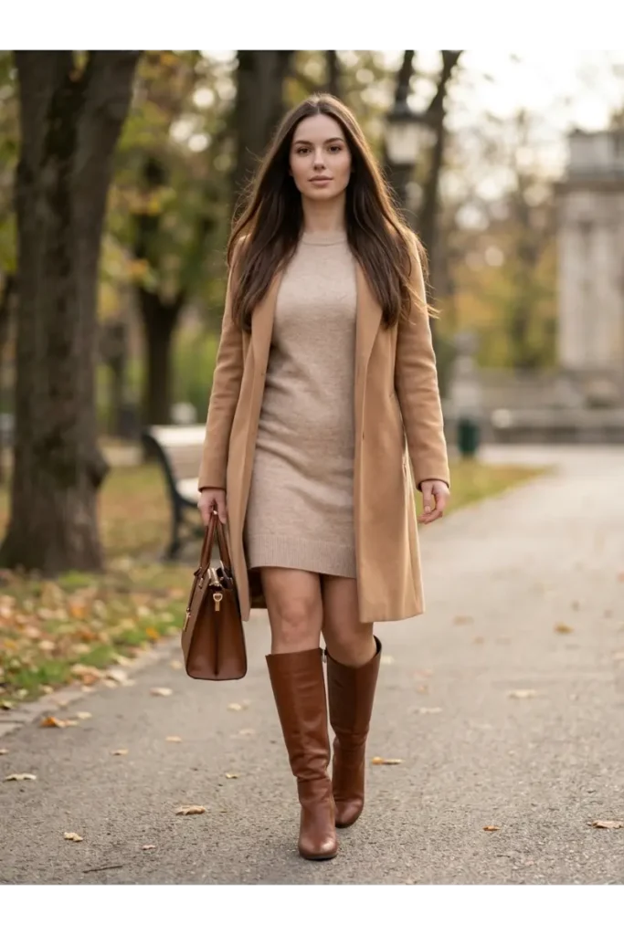 11. Sweater Dress With Knee-High Boots