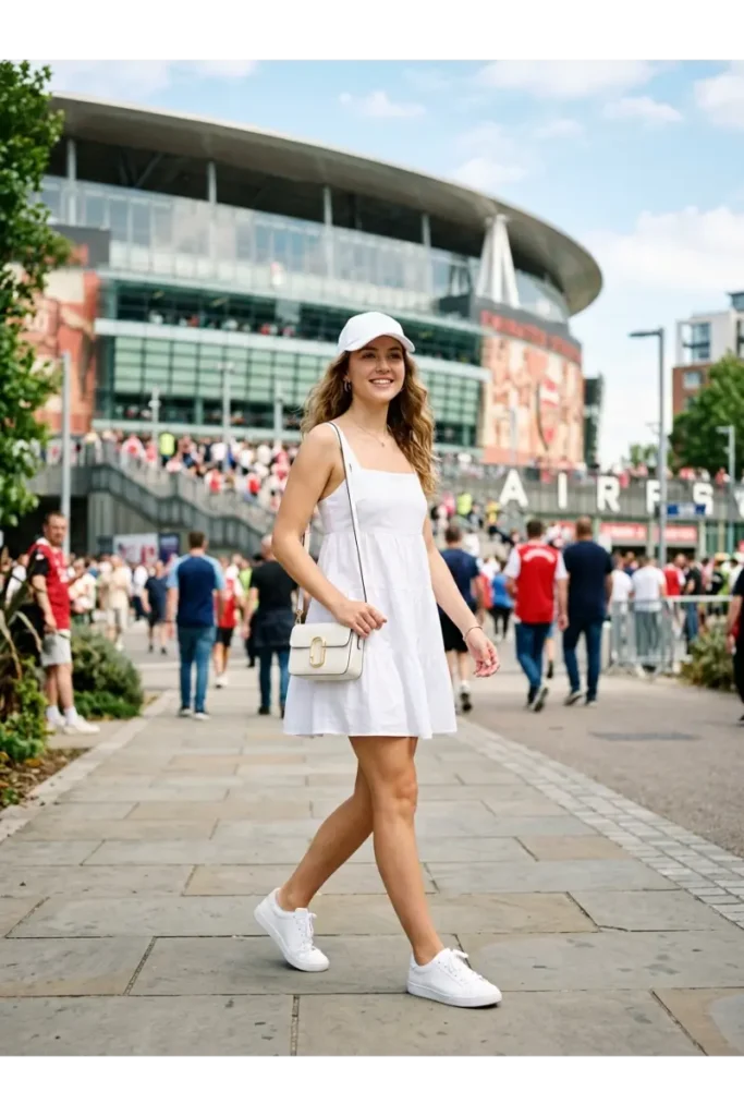 11. White Dress with Sneakers