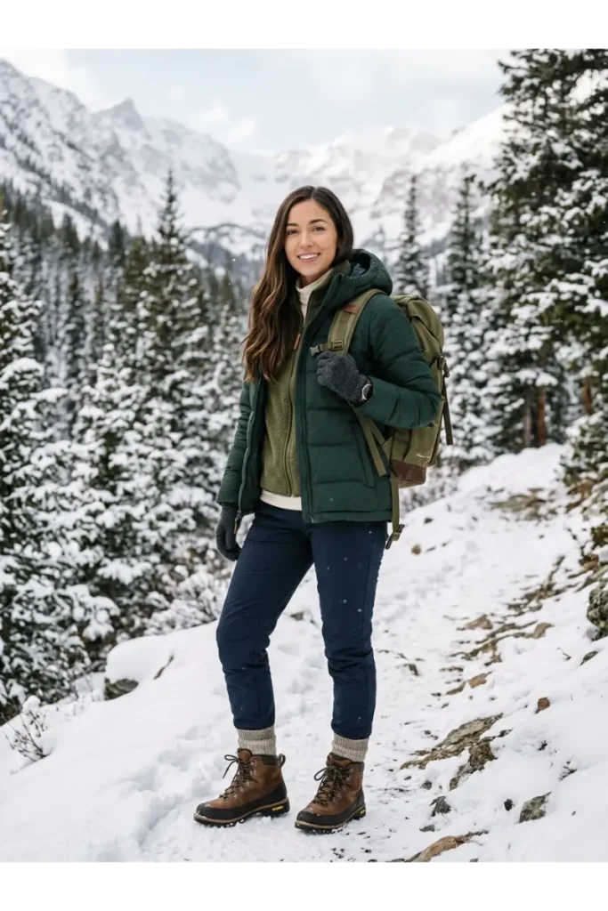 Hiking Outfit Women: 12 Stylish and Practical Hiking Outfit Ideas 12 11. Winter Hiking Outfit