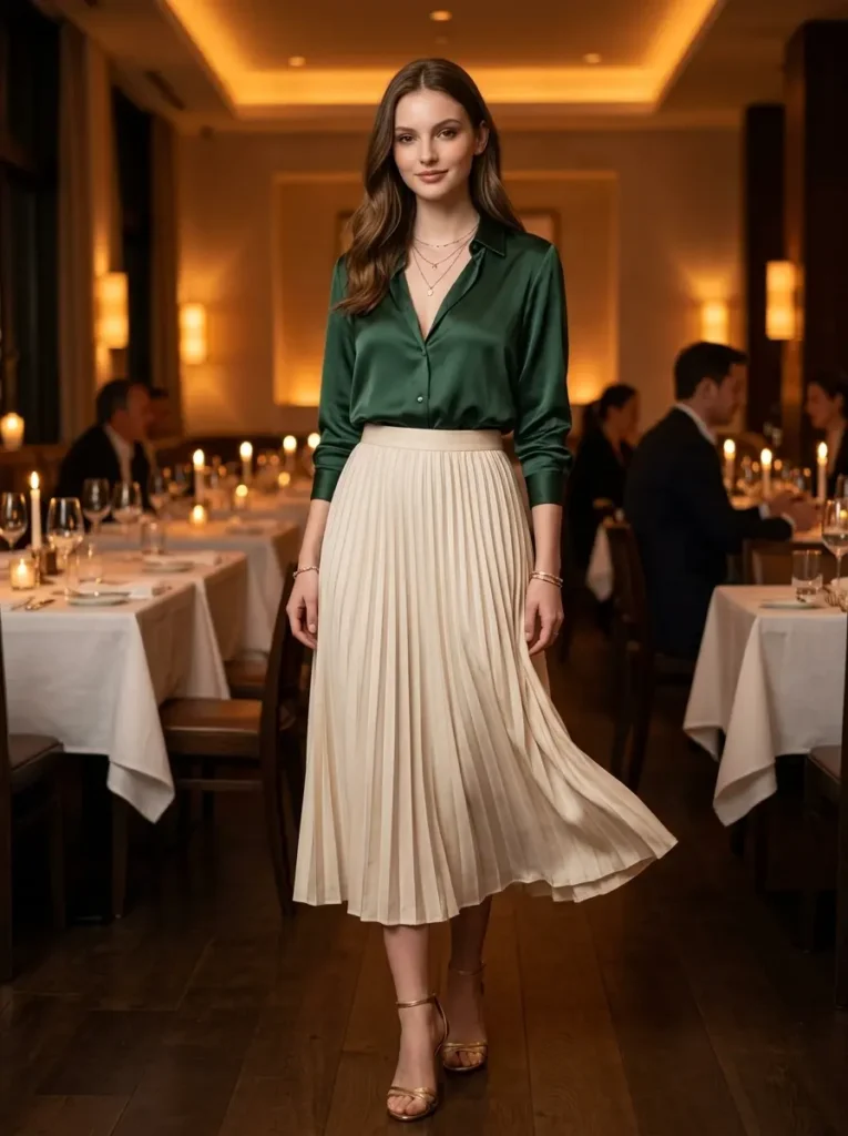 12 — Low Cut Top with a Satin Skirt