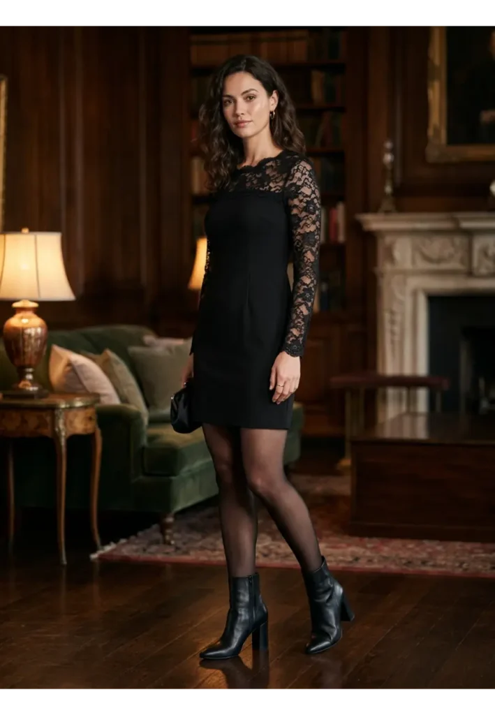 Dark Romantic Outfit: 15 Stylish Looks to Try 13 12. Black Mini Dress with Tights