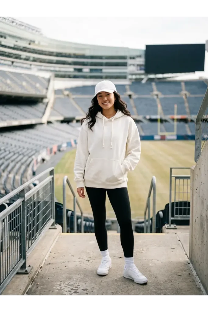12. White Hoodie with Leggings