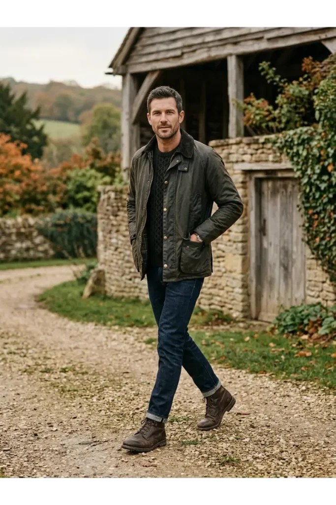 12. Workwear with a Waxed Jacket