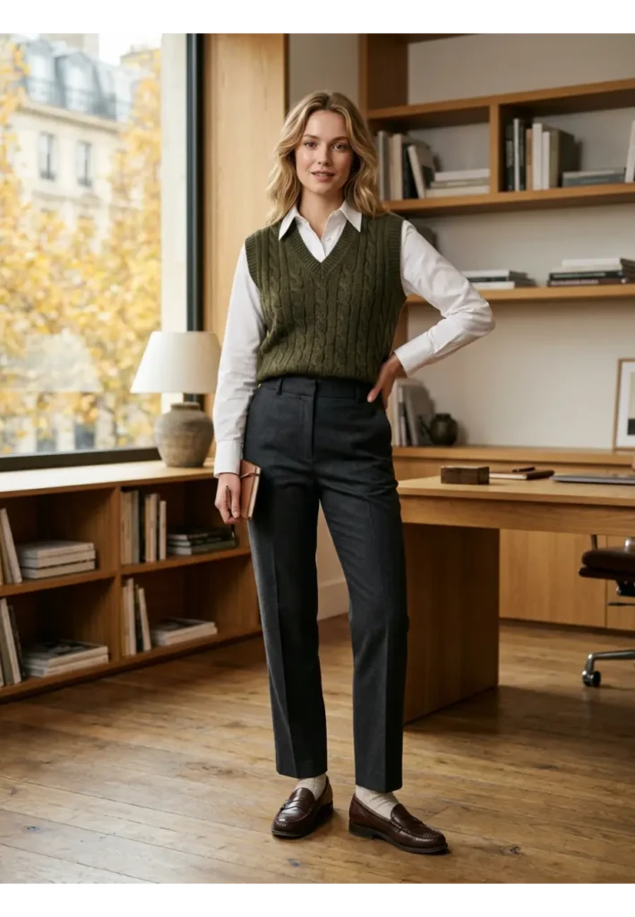 13 — Sweater Vest with a Button Down