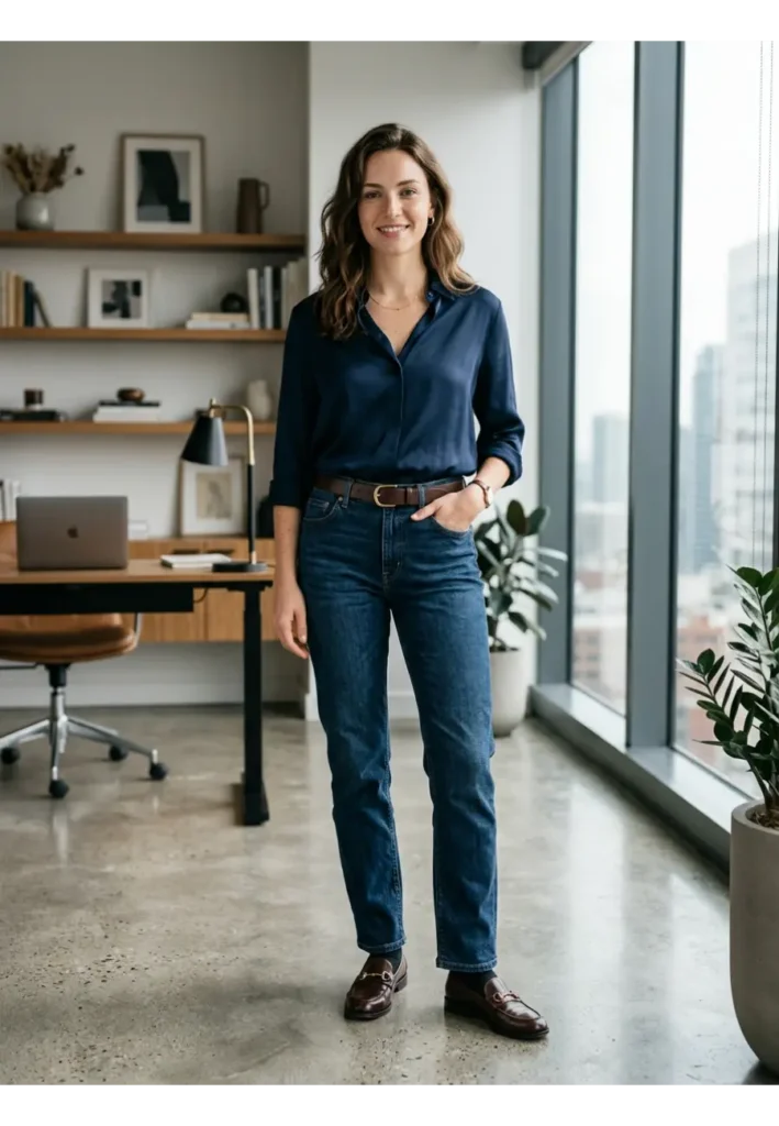 14 — Dark Jeans with a Blouse