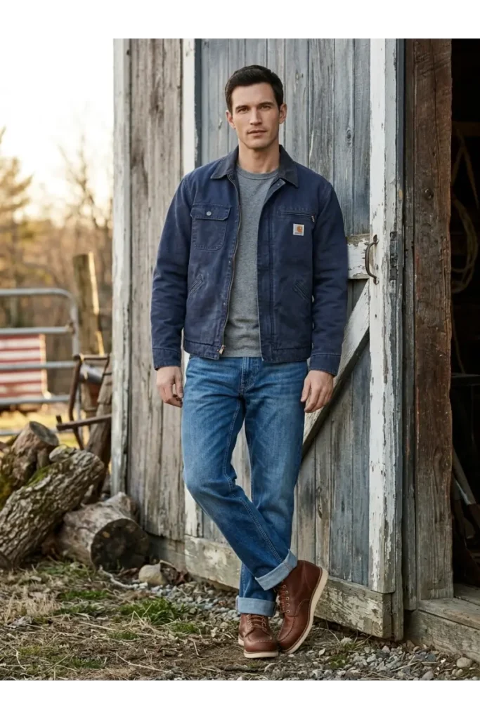 14. Vintage Workwear with Rolled Denim