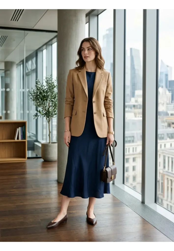 15 — Blazer with a Midi Dress