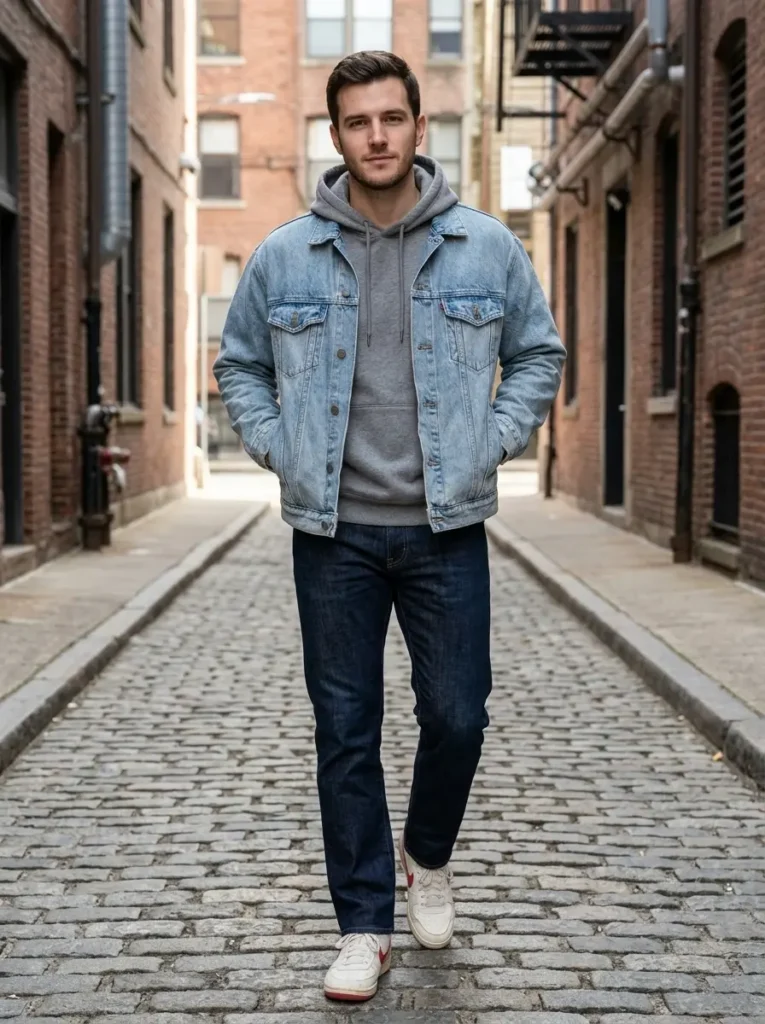 15 — Denim Jacket with a Hoodie
